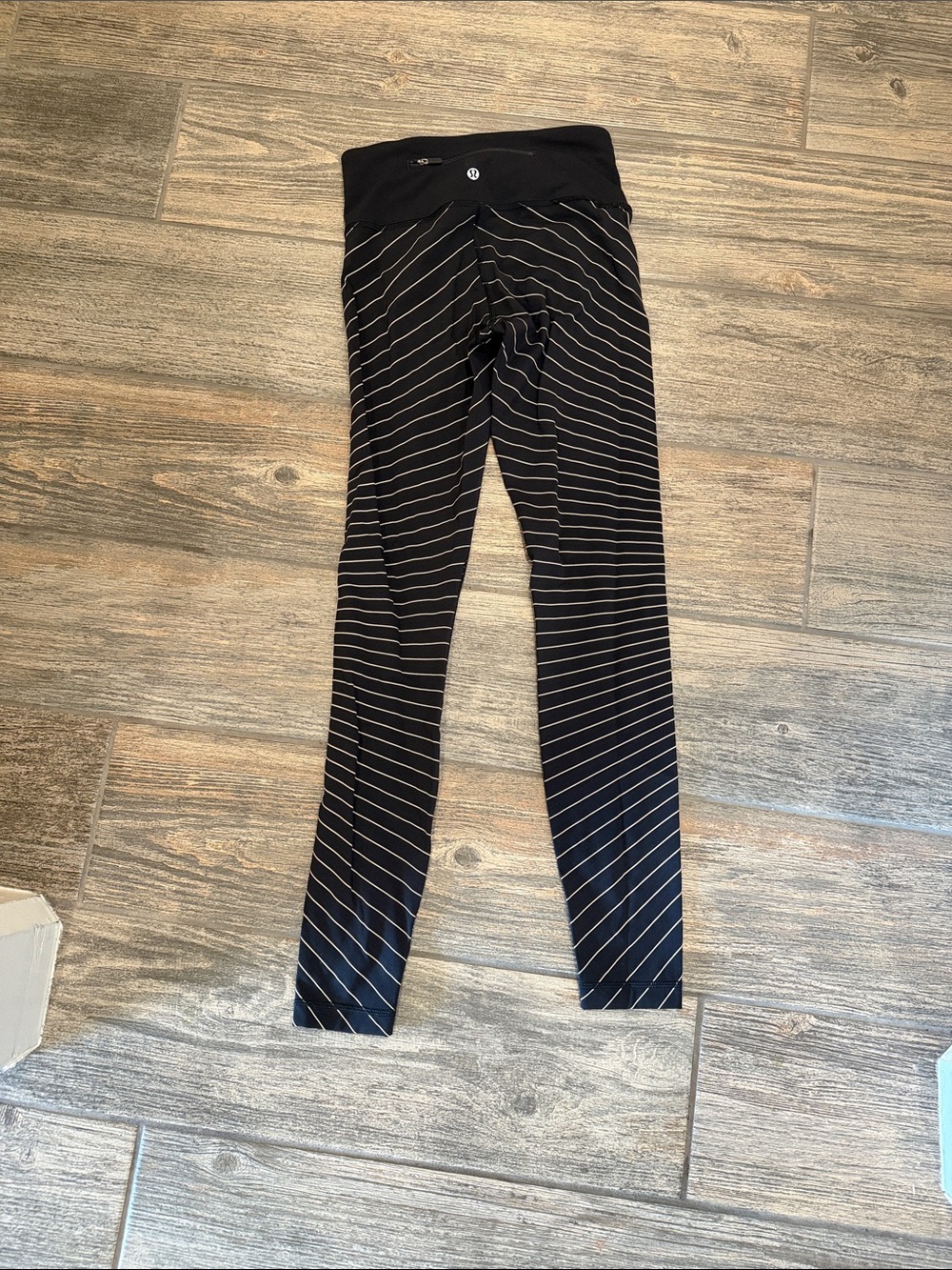 lululemon athletica Black Leggings with Thin cream Stripes